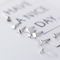 Tiny Star/Cross/Heart/Triangle/Round Stud Earrings-SS013
