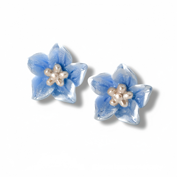 Delicate Blue Blossom Stud Earrings – SS078