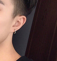 Solid Silver Twist Huggies Hoop earrings-SH047