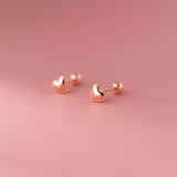 Solid Heart Sharpe Braids Studs Earrings - ESB027