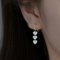 Polished Heart Dangle Earrings with Hook – SS040
