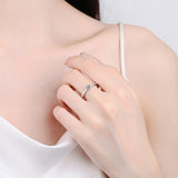 Moissanite Solitaire Heart Ring, Small Diamond Band Ring-RM065