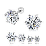 Moissanite Diamonds Studs Earrings; Classic Solitaire Six Prongs Studs, Screw Backs Earrings-EM017