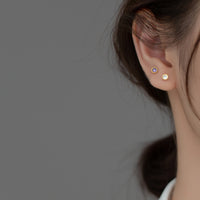 Small Round Green/Purple/White CZ Screw back Studs Earrings - ESB011