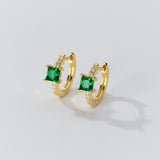 Square Stone Huggie earrings-SH069