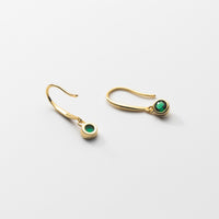 Emerald Round Drop Hook Earrings - EOS016