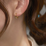 Solid Silver Twist Huggies Hoop earrings-SH047