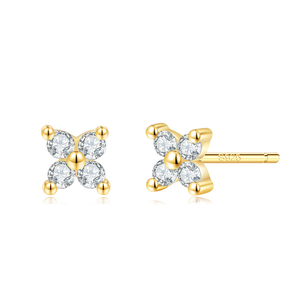 4-Petal Flower Small Huggie Stud Earrings – SH048