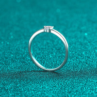 Moissanite Solitaire Heart Ring, Small Diamond Band Ring-RM065