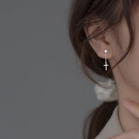 Cross Drop Studs Earrings- SS086