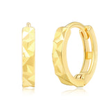 Elegant Diamond-Cut Geometric Huggie Earrings - SH037