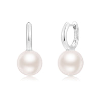 Elegant Pearl Drop Huggie Earrings in Sterling Silver – SH050