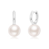Elegant Pearl Drop Huggie Earrings in Sterling Silver – SH050