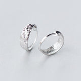 Silver Diamond Cut Wide Hoop Earrings-SH068