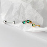 Small Round Green/Purple/White CZ Screw back Studs Earrings - ESB011