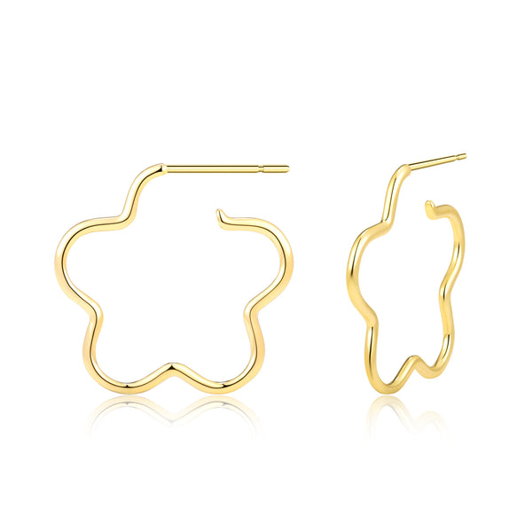 Dainty Flower Hoop Stud Earrings – SS038