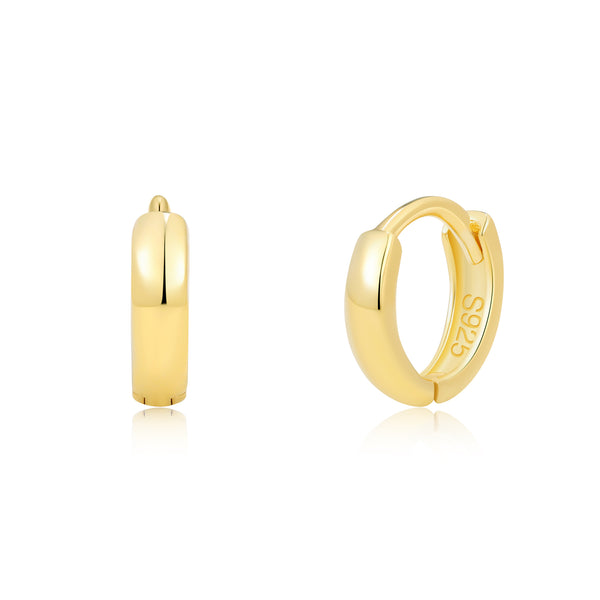 Small Solid 925 Silver Tiny Huggie Hoop Earrings-SH003