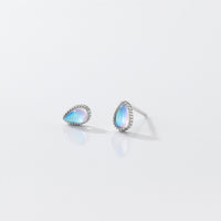 Opal Clear Blue White Stone Stud earrings - SS071