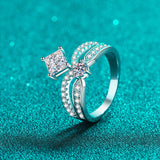 Princess Cut Moissanite Crown Shape Diamond Ring-RM047