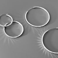 Silver Diamond Cut Big Hoop Earrings-SH067