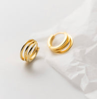 Silver Earrings Hoops, 3-in-1 gold plated color on silver 