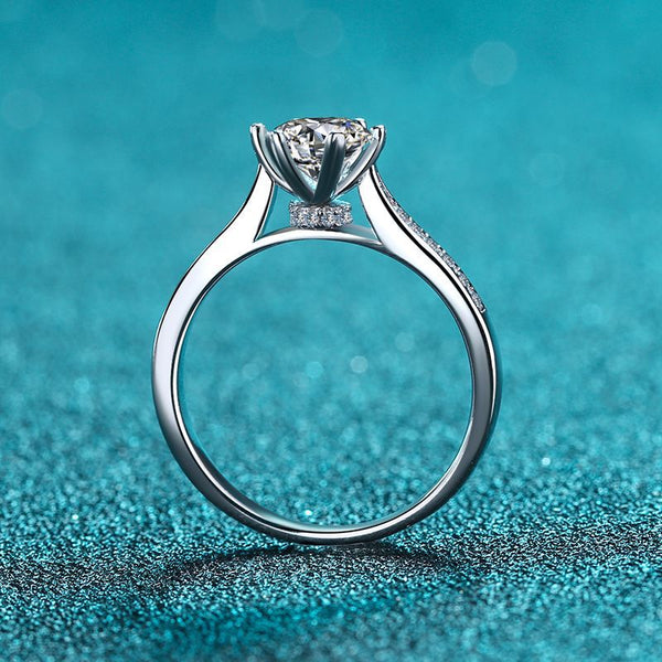 Moissanite Engagement Ring-6 Prongs Solitaire Spinning Ring-RM043