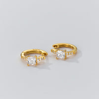 Square Stone Huggie earrings-SH069
