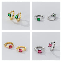 Square Stone Huggie earrings-SH069