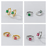 Square Stone Huggie earrings-SH069