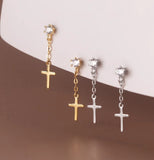 Cross Drop Studs Earrings- SS086
