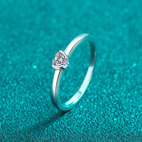 Moissanite Solitaire Heart Ring, Small Diamond Band Ring-RM065