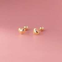 Solid Heart Sharpe Braids Studs Earrings - ESB027