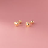 Solid Heart Sharpe Braids Studs Earrings - ESB027