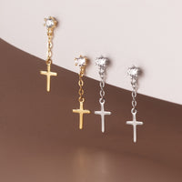 Cross Drop Studs Earrings- SS086