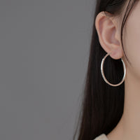 Silver Diamond Cut Big Hoop Earrings-SH067