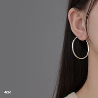 Silver Diamond Cut Big Hoop Earrings-SH067
