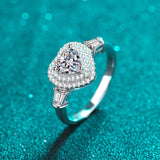 Moissanite Wedding Ring, Heart Shape Diamonds Ring, Statement Ring-RM042