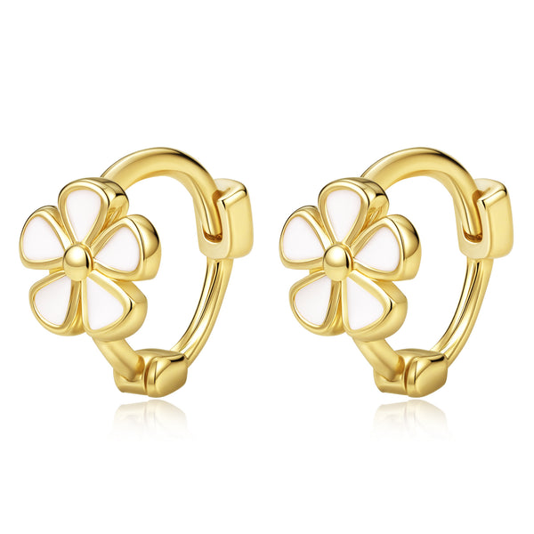 Flower Small Hoop Huggie Earrings-SH028