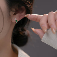 Square Stone Huggie earrings-SH069