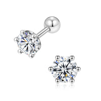 Moissanite Diamonds Studs Earrings; Classic Solitaire Six Prongs Studs, Screw Backs Earrings-EM017