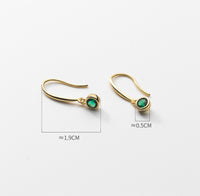 Emerald Round Drop Hook Earrings - EOS016
