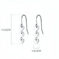 Polished Heart Dangle Earrings with Hook – SS040