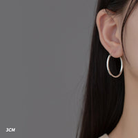 Silver Diamond Cut Big Hoop Earrings-SH067