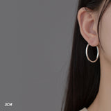 Silver Diamond Cut Big Hoop Earrings-SH067