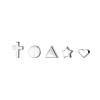 Tiny Star/Cross/Heart/Triangle/Round Stud Earrings-SS013