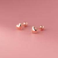 Solid Heart Sharpe Braids Studs Earrings - ESB027