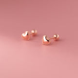 Solid Heart Sharpe Braids Studs Earrings - ESB027