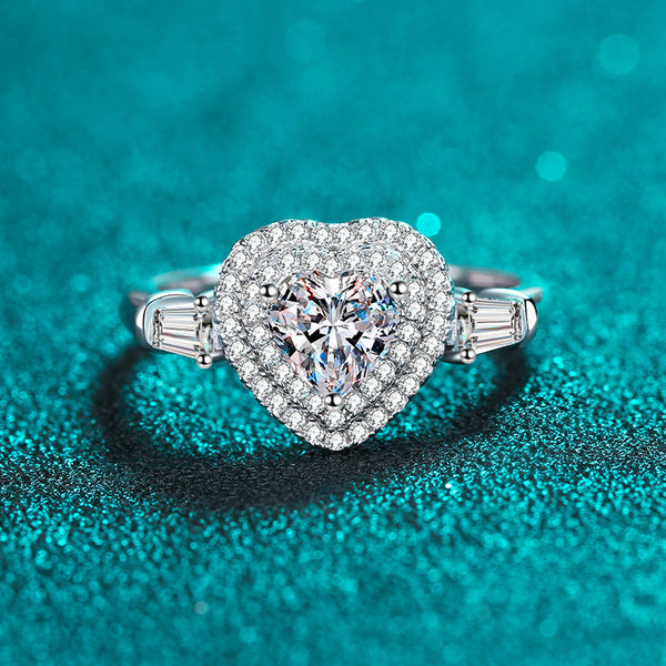 Moissanite Wedding Ring, Heart Shape Diamonds Ring, Statement Ring-RM042