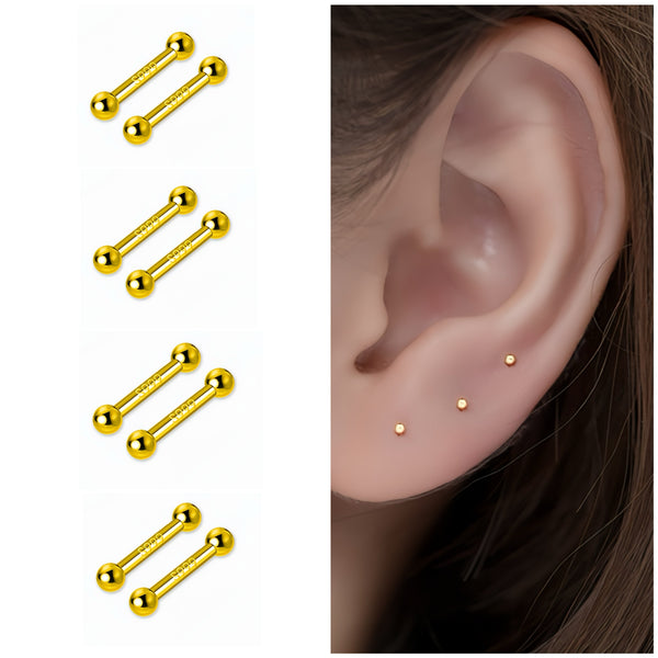 Solid S999 Silver Ear Healing Stick Earrings – Hypoallergenic, Therapeutic Silver Earrings- SS033