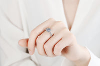 Moissanite 4-Prongs Round Cut Engagement Ring-RM046